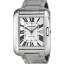Cartier Tank Anglaise Silver Dial 18kt White Gold Mens Watch W5310025