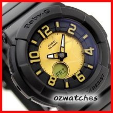 Casio Baby-g Neon Dial Bga-133 Bga-133-1b Black & Yellow Dial 100% Authentic