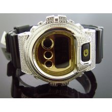 Casio G Shock 3.50CT Full Case White diamonds Gold Face Watch