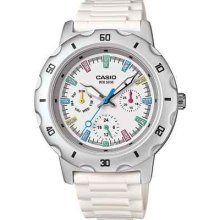 Casio Women's Analog White Resin Band, 100 Meter, 3-eye, Ltp1328-7ev