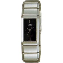Casio Women's Core LTP2037A-1C Silver Stainless-Steel Quartz Watch with Black Dial