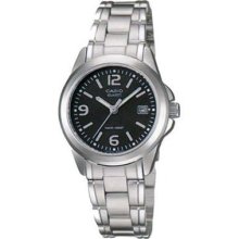 Casio Women's LTP1215A-1A Silver Stainless-Steel Quartz Watch with Black Dial