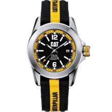 CAT Mens Big Twist Analog Stainless Watch - Two-tone Nylon Strap - Black Dial - YA.141.63.134
