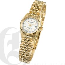 Charles Hubert Premium Ladies White Dial Gold Tone Dress and Sport Watch 6635-GW