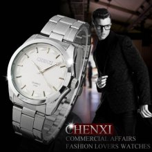 Charming Mens Luxuriant Stainless Steel Quartz Movement Wrist Watch Luxury