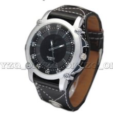 Christmas Gift Men's Black Fashion Quartz Watch Wristwatch Watches Big Dial