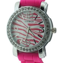 Citron Women's Quartz Watch With White Dial Analogue Display And Pink Plastic Or Pu Strap Cb1008/D