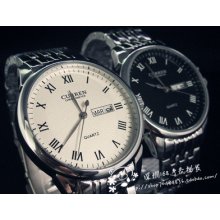 Classic Round Stainless Steel Men's Fashion Quartz Day Date Analog Wrist Watch