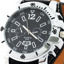 Classical Fashion Luxury Causal Women's Lady Japan Quartz Wrist Watch Black Band