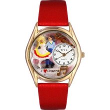 Clogging Red Leather And Goldtone Watch ...