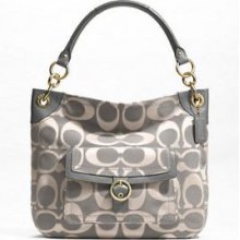 Coach 18875 Penelope Outline Signature Buckle Hobo Slate And Gold Msrp $378