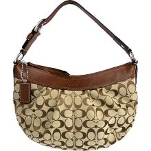 Coach Signature Pleated Hobo Handbag Khaki/Brown (HB01279)