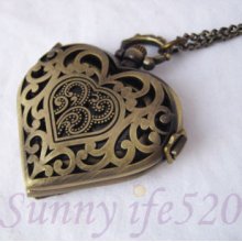 Copper Bronze Love Hollow Sculpture Pocket Quartz Watch