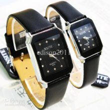 Couples Watch . Shiny Fashion Quartz Watch With Leather Wrist Watch