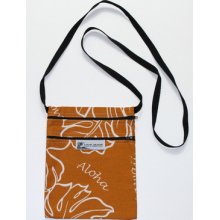 Cross Body Bag Hawaii Design Papaya Leaf Floral Print Design Brown