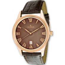 Croton Mens Brown Dial Brown Leather Band Watch XWA3114