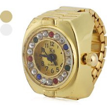 Crystal Women's Mixed Style Alloy Analog Quartz Ring Watch (Assorted Colors)