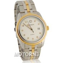 CURREN Men's Analog Watch with Stainless Steel Strap, Calendar (White