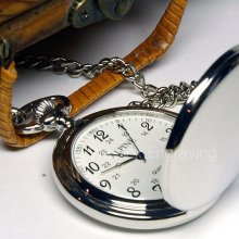 Custom Engraved Quartz Arabic Numeral Pocket Watch - Gift Boxed