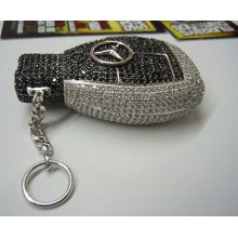 Custom-made Black & White Iced Out Mercedes Benz Keychain 925 Sterling Silver