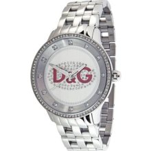 D&g Dolce & Gabbana Womans Big Dial Prime Time Silver Dial Watch