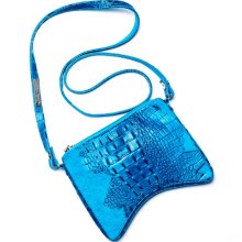 Danielle Crocodile & Suede Crossbody Bag in Turquoise