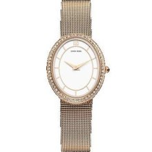 Danish Design Women's Rose Gold Mesh Band Oval Face Cz Dress Watch Iv77q995