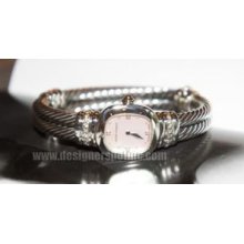 David Yurman Chelsea Diamond 18K White Gold Watch David Yurman Leather Box