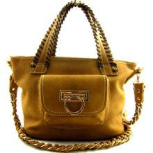 Desiginer Inspired Fx-leather Chain Strap 2way Small Carry Bag Purse Tan 4opts
