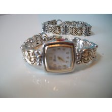 Designer Silver/gold Watch & Bracelet Set