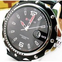 Dial Clock Hours Hand Date Water Black Brown Leather Men Wrist Watch