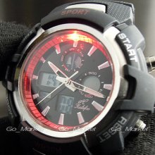 Dial Fashion Quartz Hours Date Alarm Black Rubber Men Women Wrist Watch Wh159