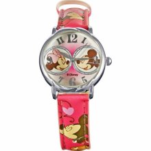 Disney Children's Minnie Loves Mickey 99206 Pink Leather Quartz Watch with Pink Dial