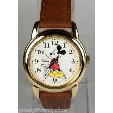 Disney Gold Points To Time Mens Mickey Mouse Watch Hard To Find