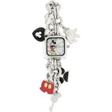 Disney Mickey Mouse Ladies Hat Ears Charm Bracelet Dress Quartz Watch MK2049