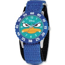 Disney Phineas & Ferb Kids Perry Blue Velcro Band Time Teacher Watch