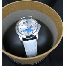Disney Watch Wristwatch Winnie The Pooh Eeore Genuine Leather Band New + Box
