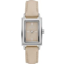 DKNY Rectangular Leather Strap Watch Nude