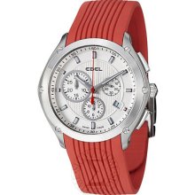Ebel Mens Classic Sport Silver Dial Red Rubber Strap Watch 9503q51/16335617