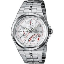 Edifice Ef325d-7a St St Luminous Silver Tone Dial Alarm