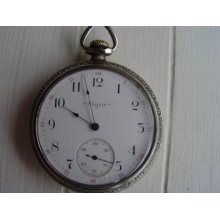 Elgin, 7 Jewels, 16 Size, Open Face, Silveroid Case, Pocket Watch