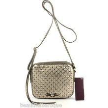 Elliott Lucca Woven Silver Multicolor Metallic Genuine Leather Crossbody Bag