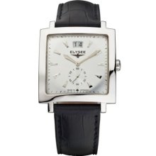 Elysee Men's Quartz Watch With Silver Dial Analogue Display And Black Leather Strap 69007