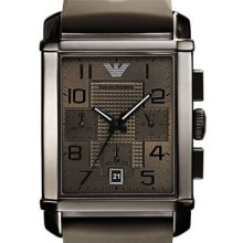 Emporio Armani Ar0336 Men's Grey Rubber Quartz Watch With Grey Dial