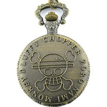 Engraved Monkey D Luffy Chopper Zoro Nami Pocket Quartz Men Watch Necklace Chain