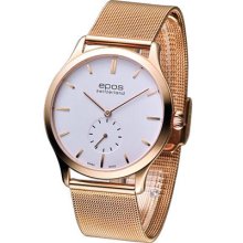 Epos Originale Mechanical Ultra-thin Watch White Rose Gold 3408 Mesh Bracelet