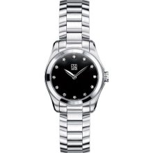 ESQ 07101176 Ladies Stainless Steel Aston Black Dial with Diamonds Watch