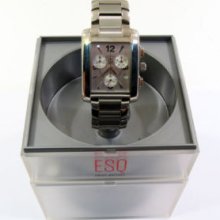 Esq Mens E3675 White Face Stainless Watch With Box
