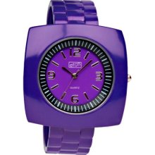 Eton Ladies Square Case Purple Bangle Watch 2870-6