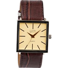 Eton Unisex Quartz Watch With Beige Dial Analogue Display And Brown Plastic Or Pu Strap 3004J-Br